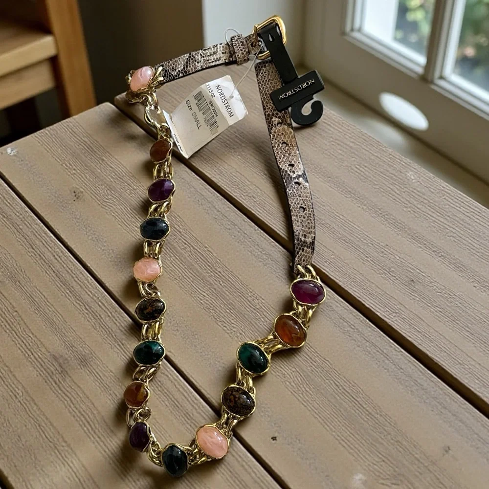 NORDSTROM Statement Belt Colorful Multi Vibrant Stone Embellished
